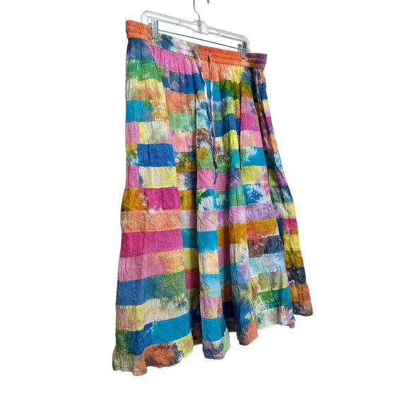 Serengeti Patchwork Tie Dye Maxi Skirt Womens XL Multicolor Boho Gypsy Festival - Picture 12 of 14